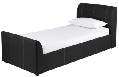 Collection - Enrique Black Ottoman - Bed Frame - Single